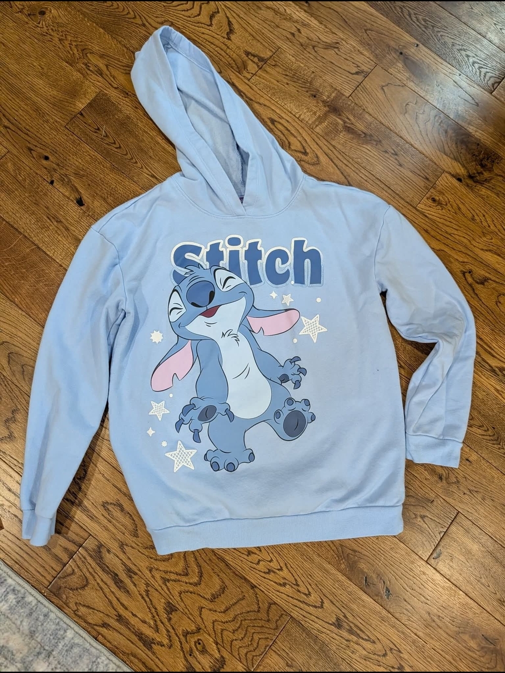 Light Blue Stitch Graphic Hoodie